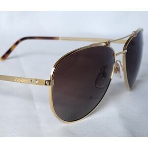 Authentic Santos de Cartier Aviator Metal Frame Sunglasses Sun Glasses CT0083S